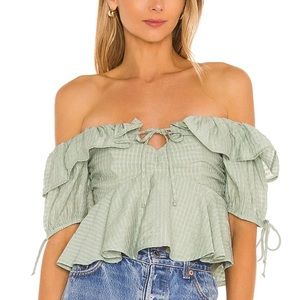 NWOT REVOLVE Tularosa New Maggie off shoulder Top Sage